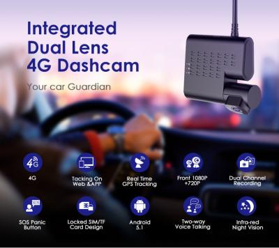 China NIGHT VISION 2021 4G Dash Cam Dual Cameras 1080P + 720P WiFi GPS Remote Control Support for sale