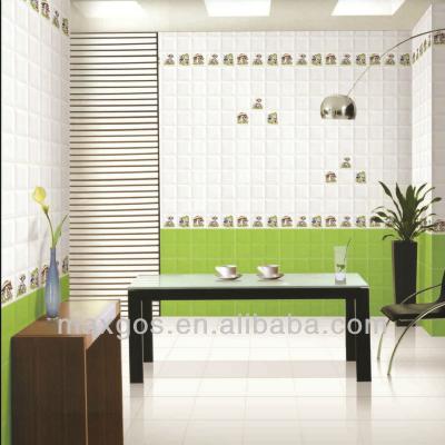 China 300x450 white interior tiles and green color kitchen ceramic tile for sale