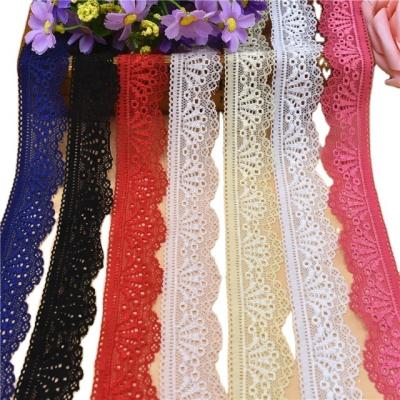 China Elastic Stretch Lace Ribbon Workable For Wedding Party Sewing High Quality White Fashion 30mm Wide Mesh Fabric Spandex/Polyester for sale