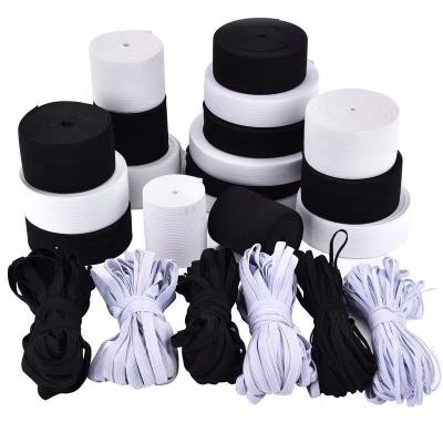 China 6/8/10/12/15/20/30/35/40mm White Herringbone Elastic Bands and Black Polyester Elastic Bands for Clothes Garment Sewing Accessories for sale