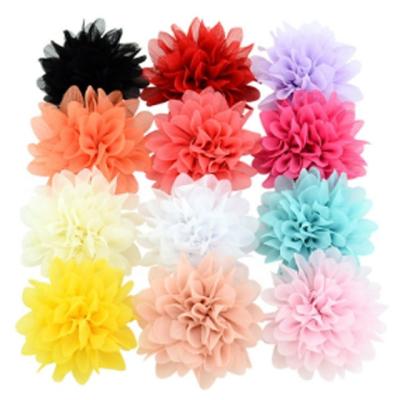 China Fashion and Casual Handmade Chiffon Flowers Boutique Hair Accessories DIY Flower Headwear Fashion to Flowers Hair Accessories No Hair Clips for Headband for sale