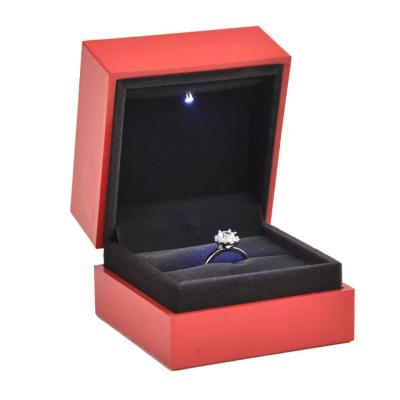 China Custom Jewelry Ring Box Jewelry Color Gift Box For Ring Box With Led Light, Led Double Ring Box With Logo for sale