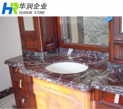 China Purple Bathroom Vanity Top Rosso Levanto Marble Bathroom Vanity Top for sale