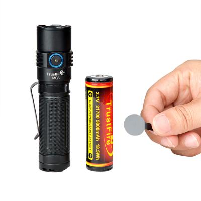 China Outdoor Lighting MC3 Led Flashlight 2500lumen High Power Camping Torch 21700 Battery 5 Mode Tactical Led Flashlight for sale