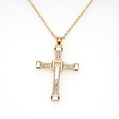 China Factory Wholesale High Quality Simple Design Religious Jewelry Gold Plated Cross Chain Necklace for sale