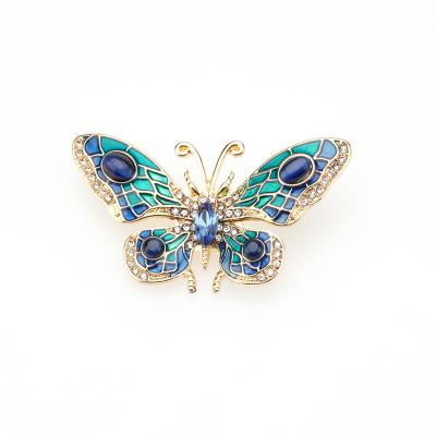 China Wholesale Custom High Qualiy Enamel Pin Fashion Accessories Brooch Rhinestone Butterfly Brooches For Women for sale