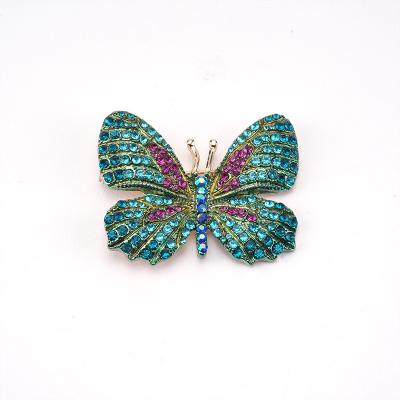 China Wholesale High Quality Custom Made Women Crystal Rhinestone Butterfly Brooch Pin Fashion Rhinestone Insect Brooches for sale