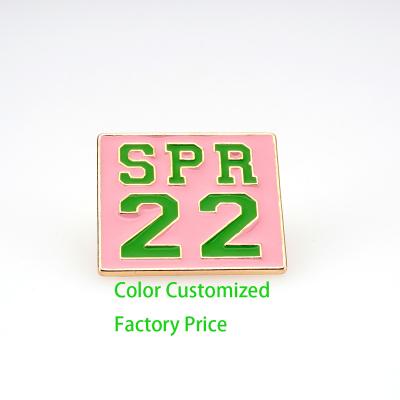 China High Greek Pink and Green Lapel Pin Custom Qualiy Sorority Enamel Badge Pronouns SPR 22 Spring 22 Brooches Pins Pins for sale