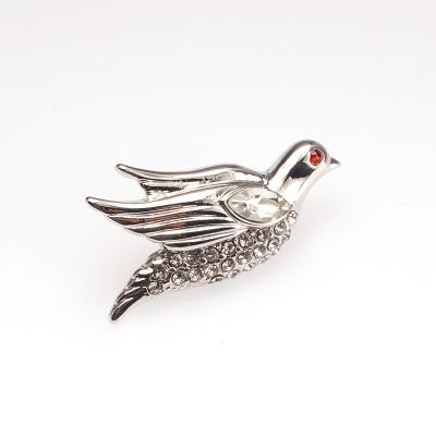 China Wholesale Custom Memory Pin Dove Rhinestone High Quality Pigeon Badge Dove Lapel Pin Brooch for sale