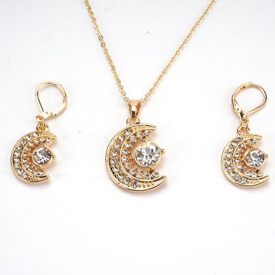 China Attractive Design Hot Sale Gold Jewelery Dubai Moon Shape Stone Jewelry Sets 18k Gold Plated for sale