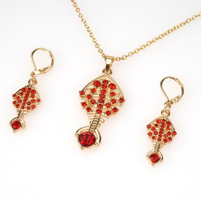 China Factory Wholesale High Quality Ladies Shape Diamond Fish Design Gold Jewelry Sets for sale