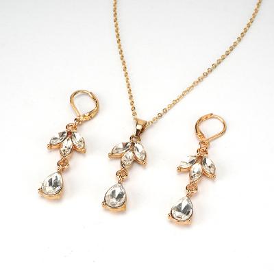 China High Quality 14k Gold Plated Jewelry Sets, Water Drop Shape Earring Set, Diamond Brazilian Gold Jewelry for sale