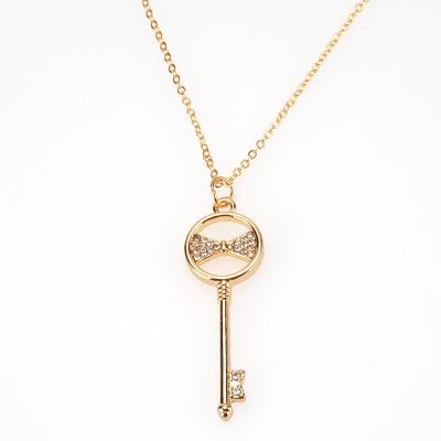 China Wholesale High Quality Rhinestone Key Necklace Gold Plated Women Jewelry Key Pendant Necklace for sale