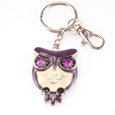 China Promotional Custom Made Environmental Friendly Metal Lobster Clasp Supplier Fashion Hard Enamel Owl Keychain for sale