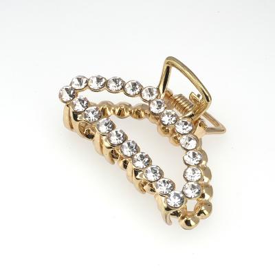 China Wholesale Gold Plated Hair Claw Factory Fashion Alloy Metal Clip New Hair Claw Accessories Crystal Rhinestone Hair Clip Clamps For Women for sale