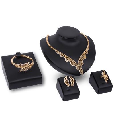 China High Quality Geometric Zircon Jewelry Sets Necklace Earring Bracelet Ring 4 Pcs Set Bridal Jewelry Sets for sale