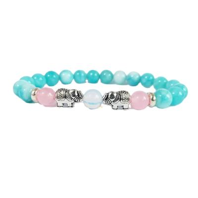 China TRENDY Silver Color Elephant Beads Bracelets Natural Stone Buddha Charm Bracelet For Women for sale