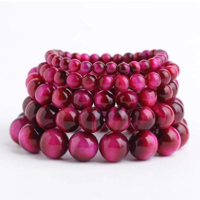 China FASHIONABLE Natural Stone Bracelets Dropshipping Rose Red Tiger Eye Bead Bracelet 6/8/10/12MM for sale