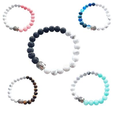 China FASHIONABLE 8mm Natural Stone Beads Buddha Head Buddhist Accessories Healing Jewelry Stretch Bracelet for sale