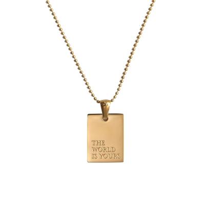 China Hiphop 18k Gold Plating High Quality Place Letter Personal Engraved Message Necklace Chains Pendant Necklace for sale