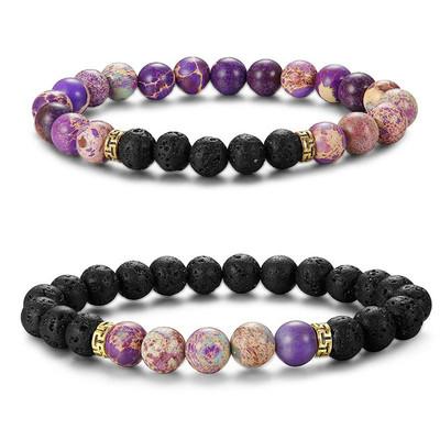 China High Quality 2pcs/set 7 Chakra Energy Stone Bracelet Couples Natural Beaded Jewelry for sale