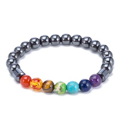 China Natural Stone Healing Yoga Lava Magnetic Hematite Beads High Quality 7 Chakra Bracelet Energy Bracelets for sale