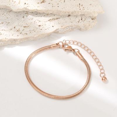 China High Quality Gold Thin Chain Bracelet For Women Multi Color 3mm Trendy Round Snake Stainless Steel Chain Bracelet for sale