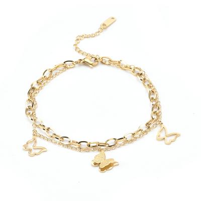 China High Quality Gold Plated Stainless Steel Butterfly Link Chain Bracelets Jewelry and Charms Accessories for sale