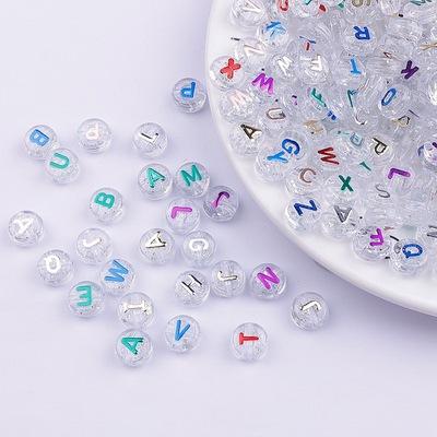 China DIY Jewelry Making Findings Acrylic Multicolor Transparent Letter Beads Oval Shape 26 Alphabet Loose Beads For Bracelet Necklace Jewelry Making for sale