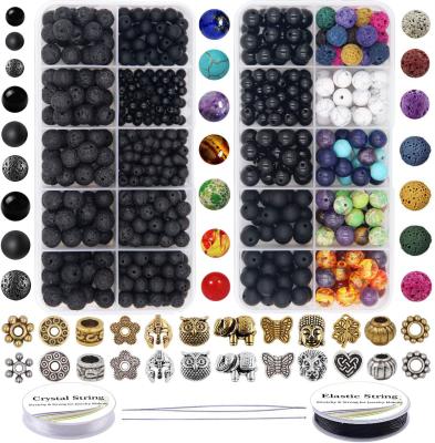 China DIY Jewelry Making Findings 810pcs Lava Rock Beads Stone Chakra Spacer Beads Kit with Volcanic Gemstone Crystal String for sale