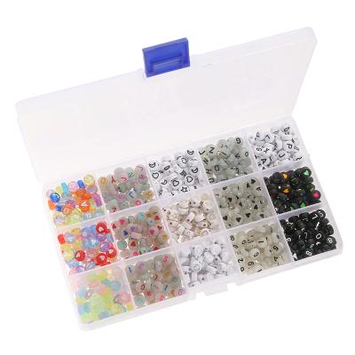 China DIY Jewelry Making Findings 15 Grid 100pcs Round Acrylic Luminous Beads Like Letters Numbers Beads for sale