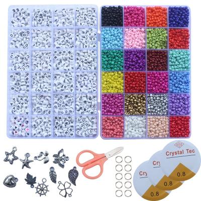 China DIY Jewelry Making Findings Amazon Hot Glass Seed Beads Alphabet Letter Beads Glass Beads For Jewelry Making Women Hand Bracelet Making DIY Set Kit for sale