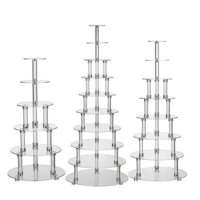 China Clear Acrylic Cake Snack Display Stand Cake Display Holder for Birthday Party and Wedding Customizable Dessert Snacks Display Rack for sale