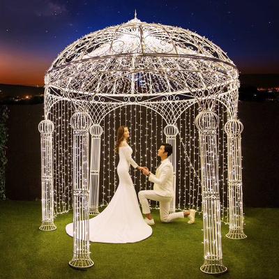 China European Stage Ceremony Pavilion Six-pillar Wedding Arch Pavilion Style Gazebo Wedding Party Stage Decorations for Stage Ceremony Pavilion for sale