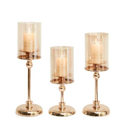 China Wholesale Wedding Decoration Candle Holder Candle Holder Gold Shade Acrylic Candlestick Metal Candlestick For Party Wedding Event for sale