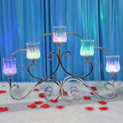 China Wedding direct decoration candle tower factory champagne tower metal floral champagne tower for party wedding event for sale