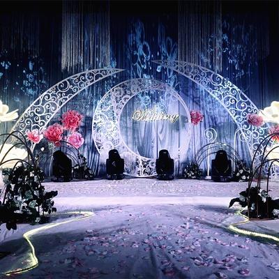 China New bridal/party gold circle wedding arch metal wedding arch view stand for stage background decoration for sale