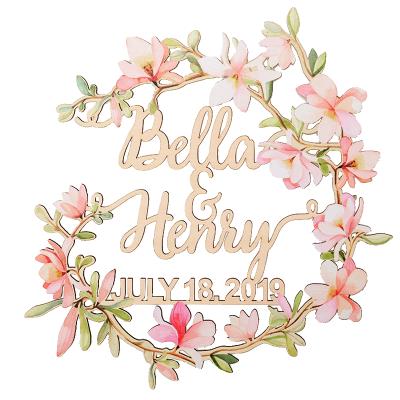 China Custom Marry/Wedding Party Sign with Floral Garland Wedding Cake Decoration Wedding Background Wall Decoration can be hung on the wall for sale