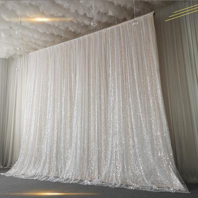 China Wedding Dessert Table Decoration Ice Silk Fabric Sequin Wedding Gauze Wedding Backdrop Curtain Iron Double - Layer Ice Silk Gauze Wedding Backdrop Customized for sale