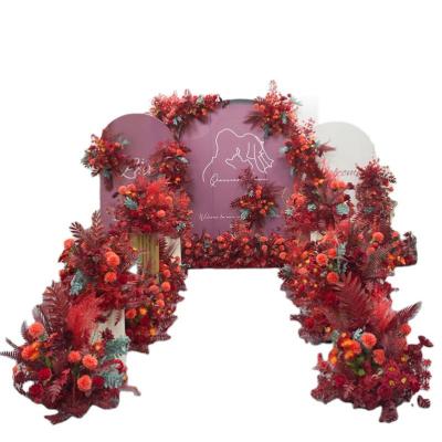 China Wedding new decoration decorative flowers and garlands wedding silk flower row background decoration wedding artificial flowers for sale