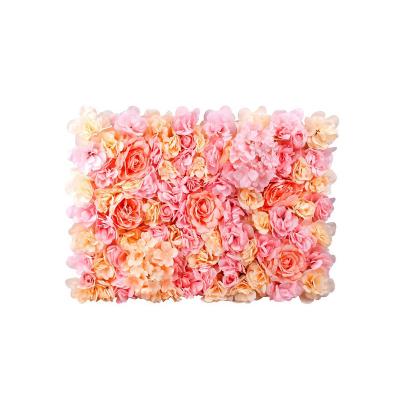 China Wedding Decoration Good Selling Wedding Artificial Flower Wall Panel Backdrop Bridal Silk Decoration Autumn Rose Flower Wall for sale