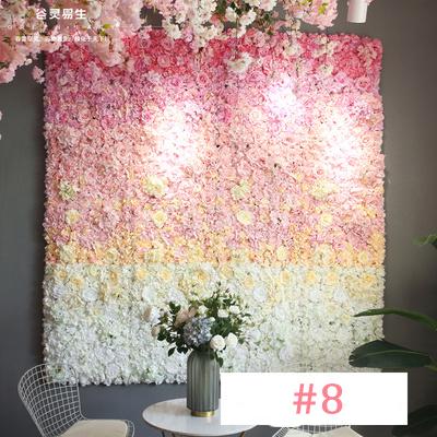 China Wedding Decoration In Plastic Back Wall Artificial Silk Flower Wall Panel Backdrop High Quality Ins Style Flower Running #8 Custom Made for sale