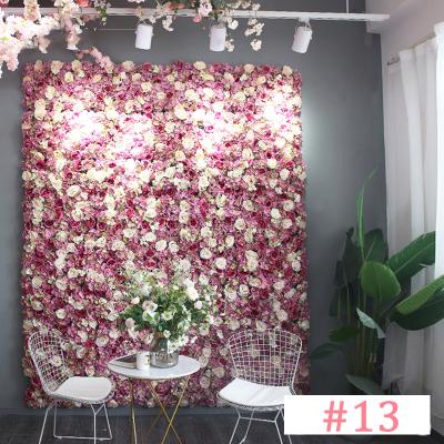 China Wedding Decoration In Plastic Back Wall Artificial Silk Flower Wall Panel Backdrop High Quality Ins Style Flower Running #13 Custom Made for sale