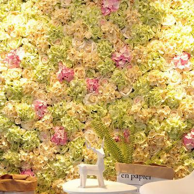 China 2021 Wedding Decoration Trending Products Wedding Hanging Wall Autumn Rose Artificial Silk Flower Wall Panel Backdrop Flower for sale