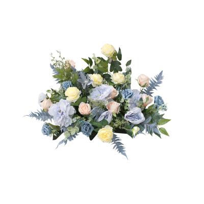 China Wedding Flower Wedding Party Decoration Artificial Silk Flower Row Stage Birthday Decoration Flower Row For Sale Light Blue Champagne for sale