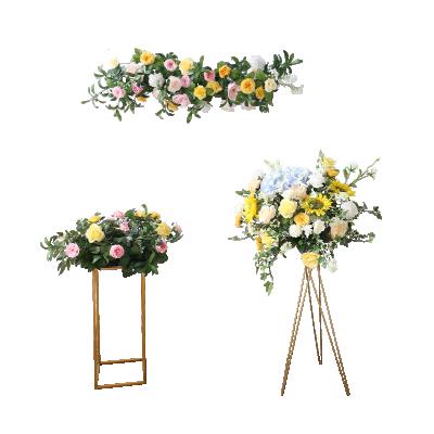 China Wedding Sunflowers Wedding Party Decoration Artificial Silk Flower Row Stage Birthday Decoration Sunflowers For Sale Champagne for sale