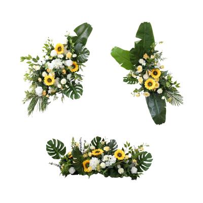 China Wedding Decoration Forest Wedding Handmade Simulation Flower Ball Flower Row Wall Arch Party Decoration Road Flower Banana Leaf Plant for sale