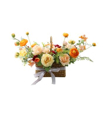 China Wedding Decoration New Design Silk Flower Handmade Flower Basket Wedding Simulation Flower Ball Party Table Decoration Floral Props for sale