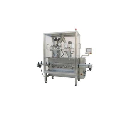 China Detergents powder filling double head with cover line type automatic power filling machine for sale