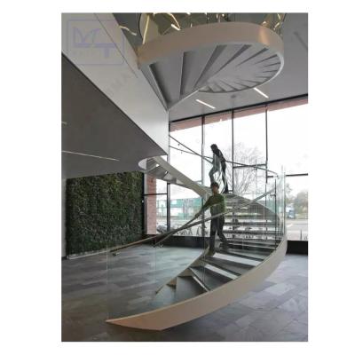 China Luxury Curved/Arc Spiral Staircase,Indoor Staircase,Decoration Luxury Modern Home Glass Stairs Wooden Stairs Made in China-Maist for sale